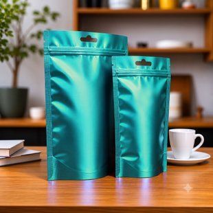 Doypack metalizowany , 100х150х30, AKWAMARYN, z euroslotem