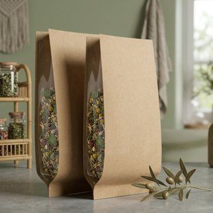 Torebka typu STABILO KRAFT z przezroczystymi bokami (fałdami), 100х170х45, BRĄZOWY, 150g