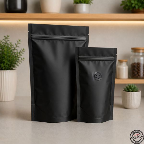 Stand-up Pouch with zip lock, BLACK, 140х240х40, 250g