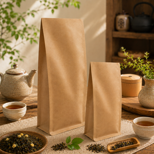 Flat Bottom Pouch KRAFT (bez zamka), 145х340х90, BRĄZOWY, 1kg