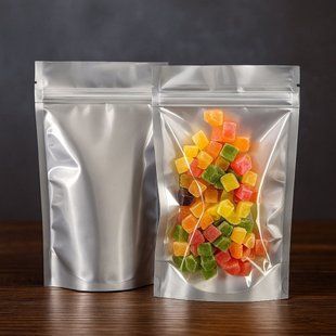 Doypack ze struną, SREBRNY z przezroczystą stroną, 100х170х30, 50g
