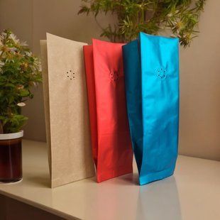 Gusseted Center Seal Bag with degassing valve, AQUAMARINE, 65х200х20, 100g