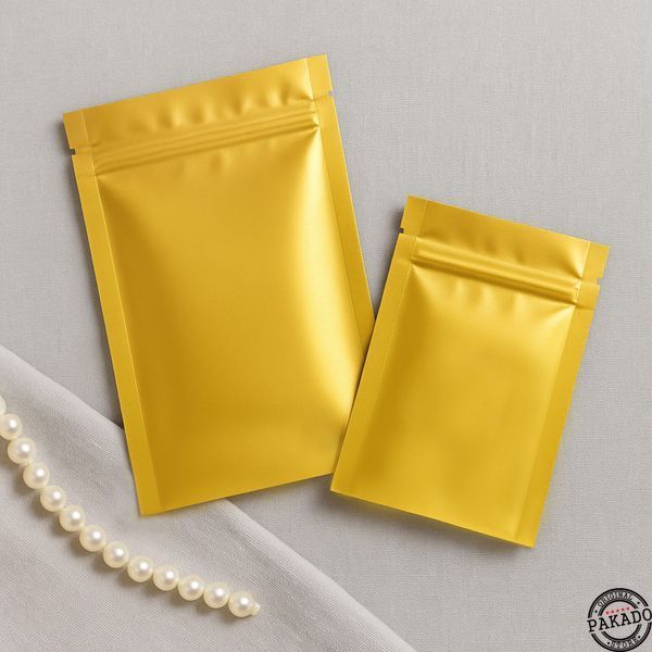 Sachet with zip Lock (bottom fill), GOLD, 60х80