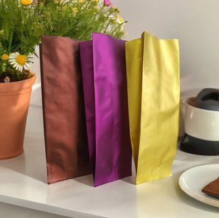 Gusseted center-seal pouch , GOLD, 80х250х32, 250g