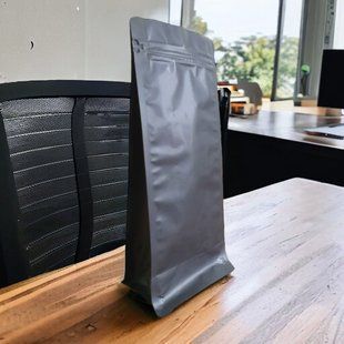WHITE Flat Bottom Pouch with zip lock, BLACK, 145х340х90, 1kg