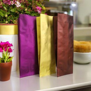 Gusseted center-seal pouch , BRONZE, 90х320х30, 500g