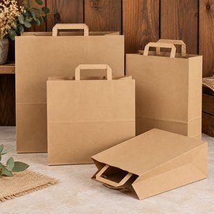 Paper bag with flat handles, 320х130х300, BROWN