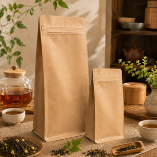 Flat Bottom Pouch Kraft, 145х340х90, BRĄZOWY, 1kg