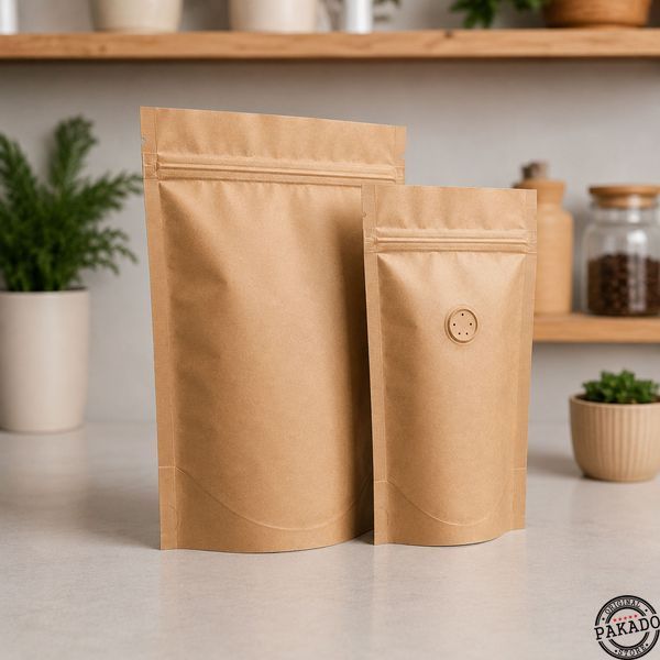 Metallized KRAFT Stand-up Pouch, BROWN, 130х200х32, 150g