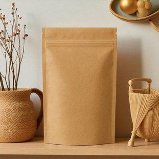 KRAFT Paper Stand-up Pouch , BROWN, 210х380х55, 1kg