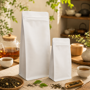 Flat Bottom Pouch ze struną, 145х340х90, BIAŁY, 1kg