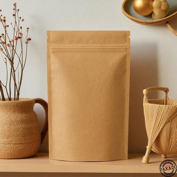 KRAFT Stand-up Pouch with zip lock, 210х380х55, 1kg